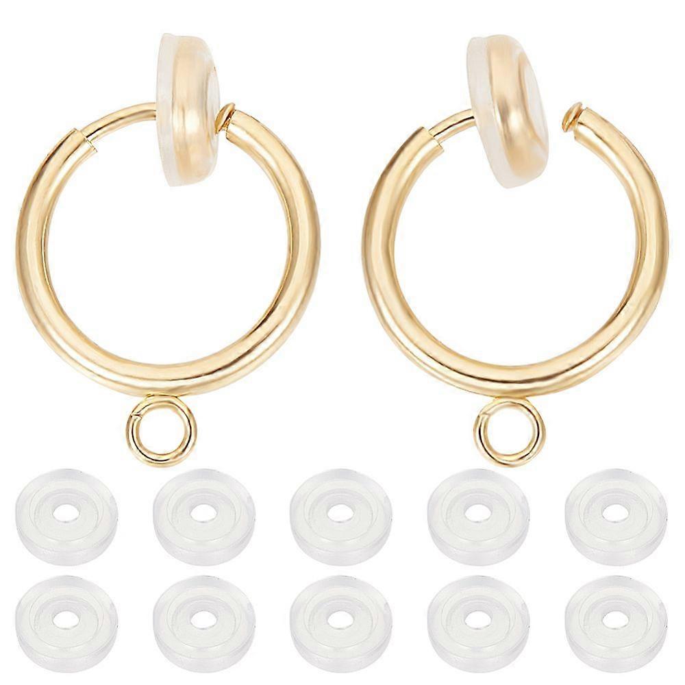 1Box 20Pcs 304 Stainless Steel Clip-on Earring Findings For Non-pierced Earring Making with Loop & Spring Findings with 20pcs Comfort Silicone Pads Go