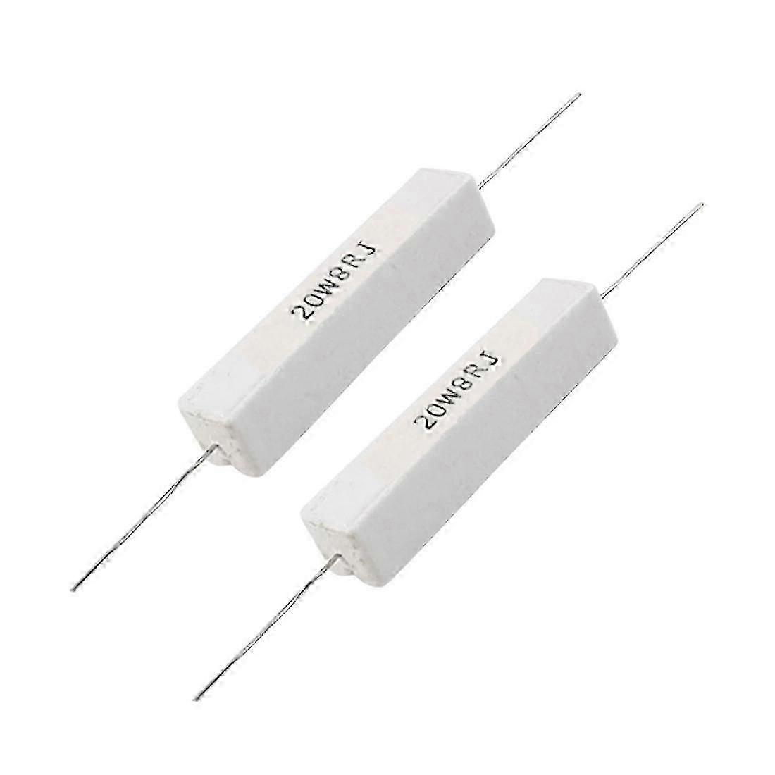 2 Pcs Wire Wound Ceramic Cement Resistor 8 Ohm 20W 5%
