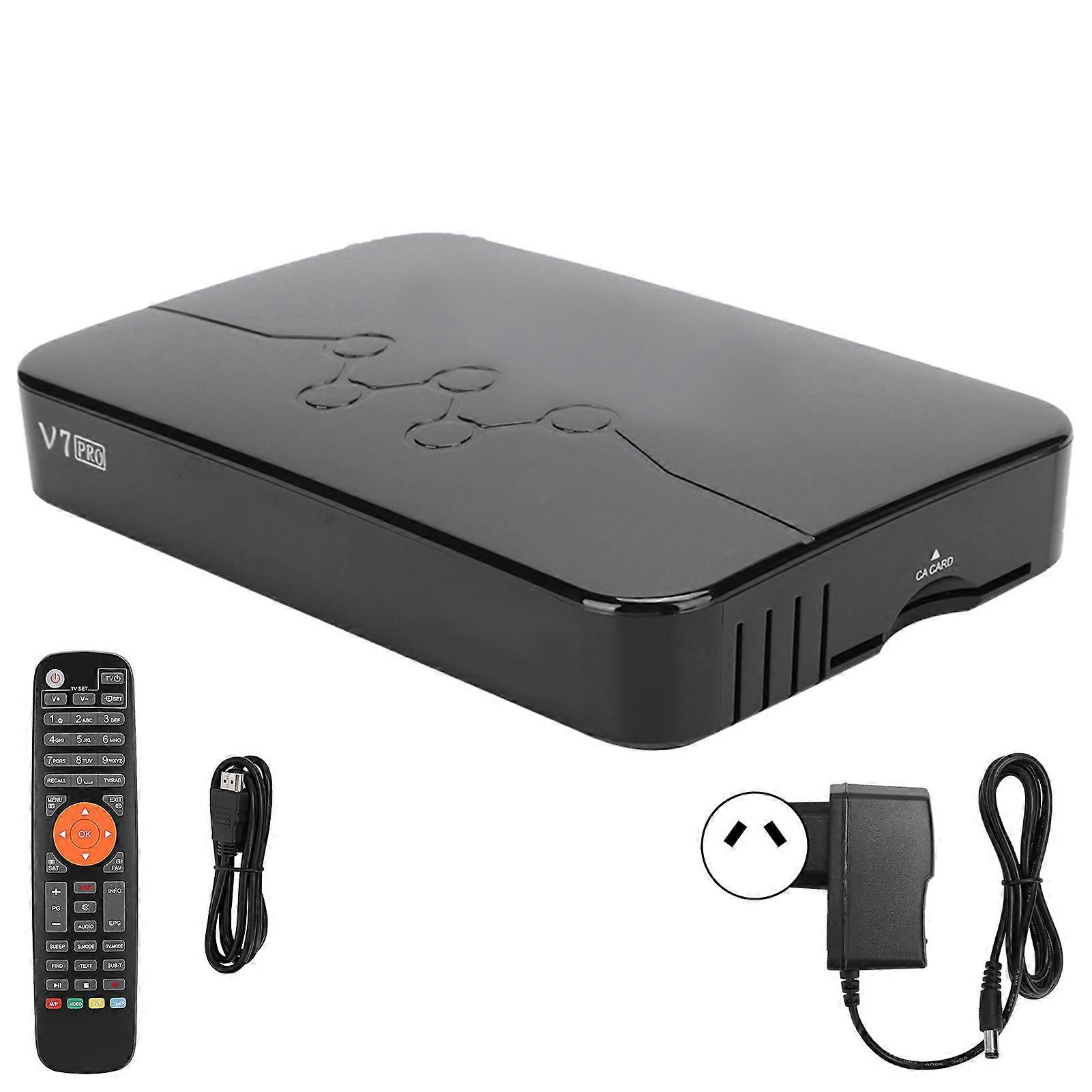 Upgrade V7pro TV Box Receiver - DVB-S/S2/S2X, Multi-Support, Remote, 100-240V, Black