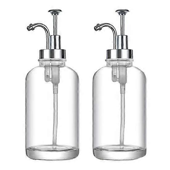 2Pcs 17oz Coffee Clear Glass Syrup Dispenser Syrup Pump Bottle Cfee Bar Accessories Shampoo