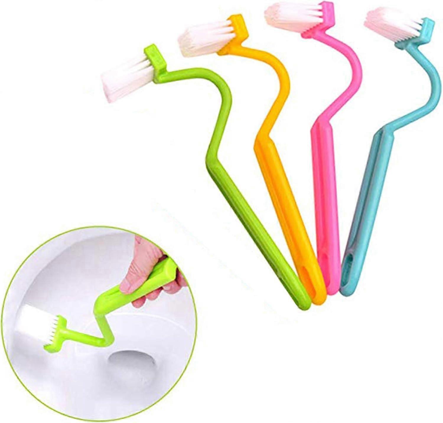 4 Pcs Portable Toilet Brush Plastic Long Handlerandom Color