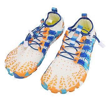 Water Shoes for Men Women Rubber PVC Quick Dry Non Slip Breathable Barefoot Shoes for Beach River Swimming Pool Hiking Surfing White Blue Size 44