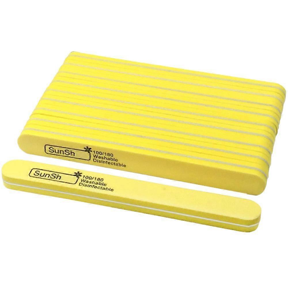 20PCS Nail Polishing Strip Sponge File Double Sided-Yellowmake up