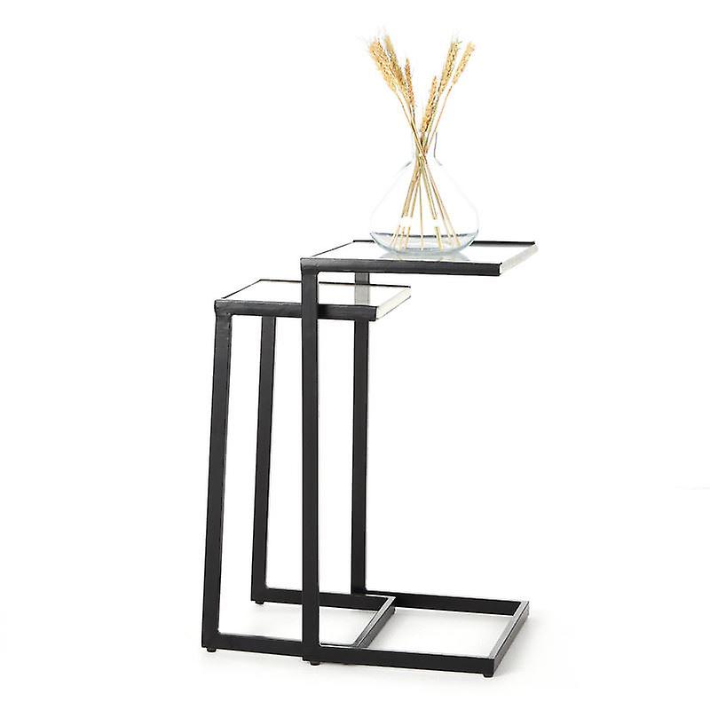 Penguin Home® Set of 2 Real Marble Side Table with Metal Stand Coffee End Table