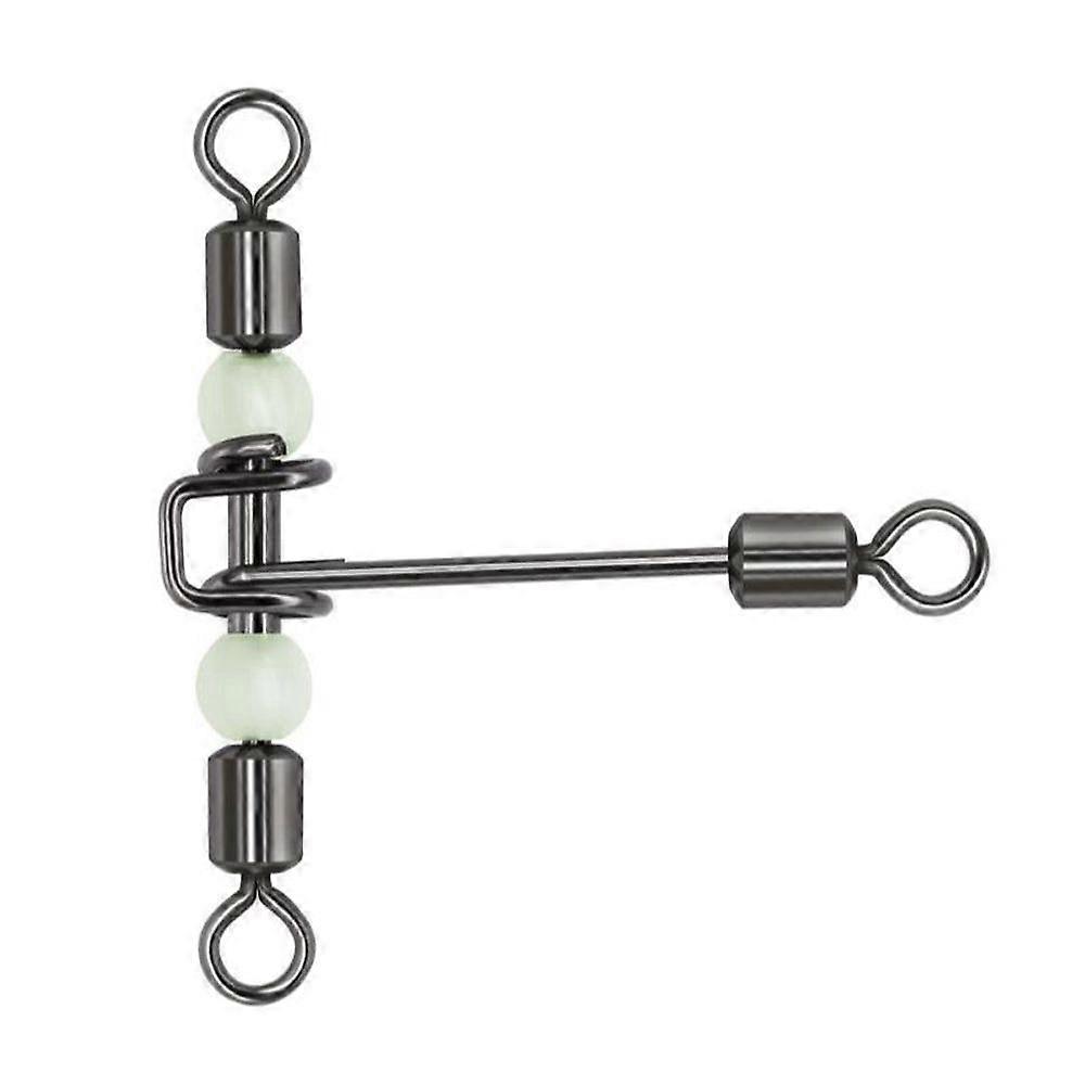 10pcs T-Shape Fishing Connector With Beads And Luminous Rotating Buckles For Freshwater Stainless Steel Material