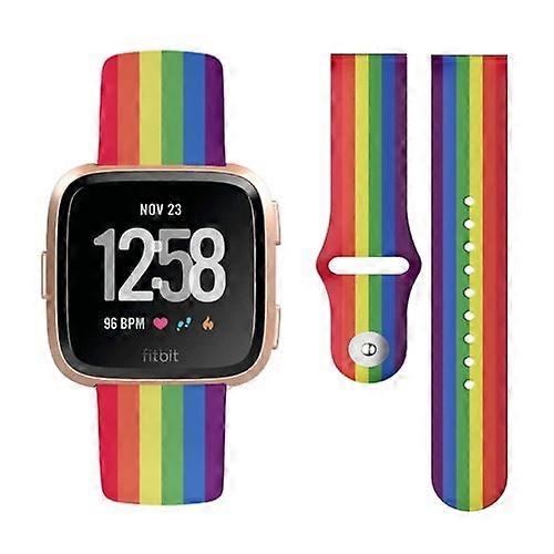 For Fitbit Versa 2 / Lite 22mm Reverse Buckle Printed Silicone Watch Band