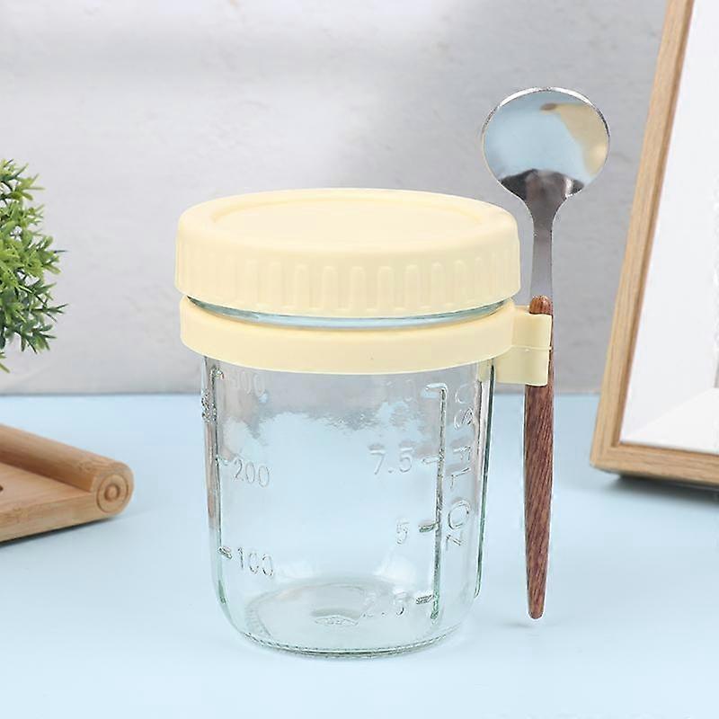 Portable Breakfast Cup With Plastic Lid And Spoon For Storing Milk Grains Fruits And Oatmeal Ideal For Canning Food Storage