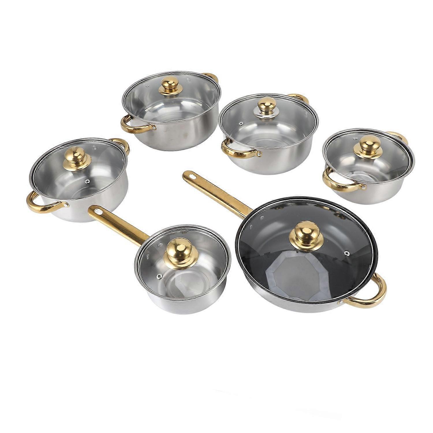 Stainless Steel Pots and Pans Set Kitchen Cookware Set Stockpot Saucepan Frying Pan with Lids Handle