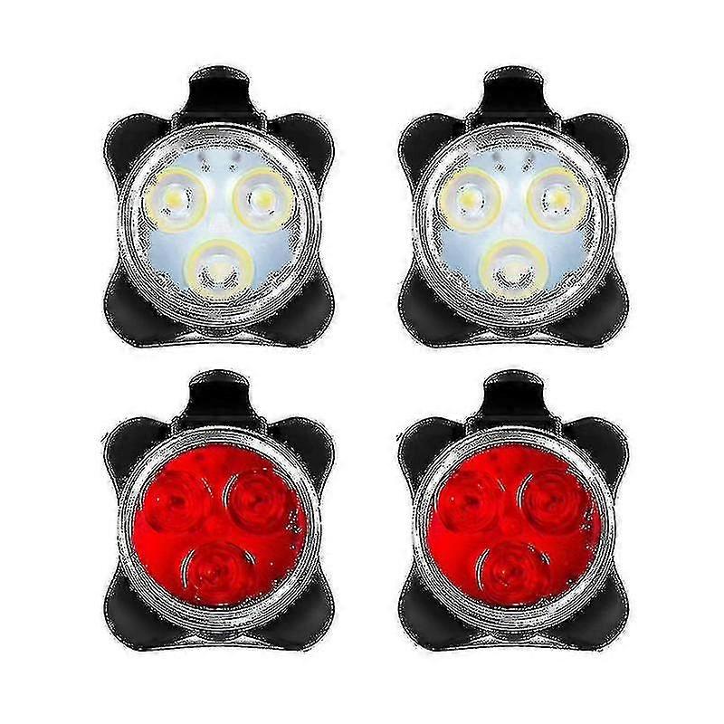 4 Pack Usb Rechargeable Bike Light Set Front and Rear Led Bicycle L...