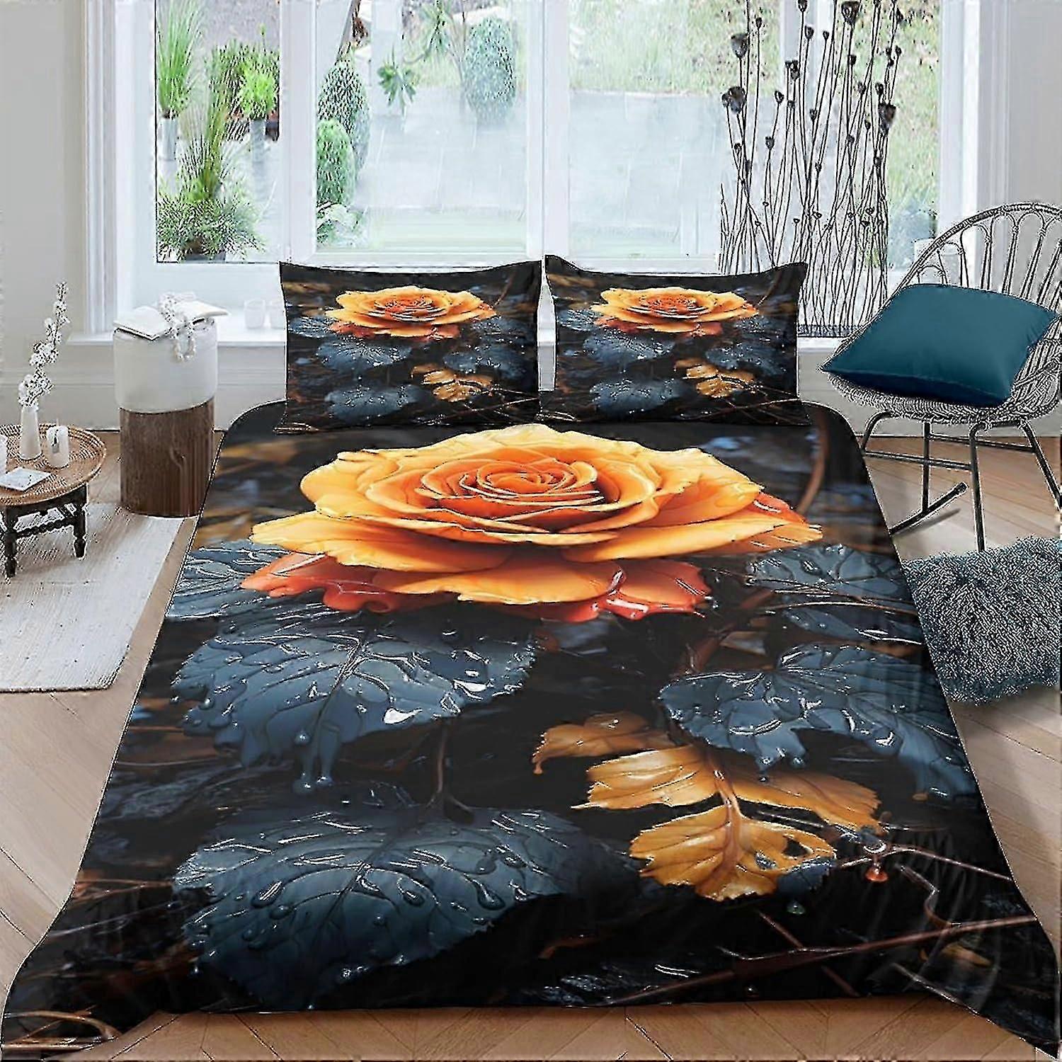 o5783 Lençóis Rosa Conjunto de capa de edredão 3 peças Conjunto de cama de um lado Ultra macio Capa de colcha de microfibra com fronhas Lençóis de cama de casal fVV5783