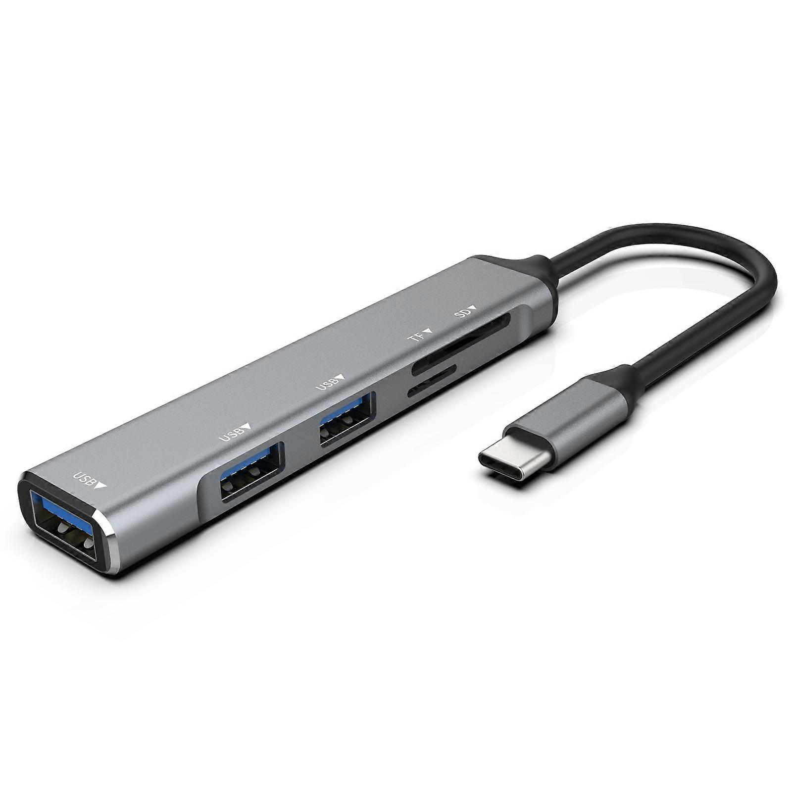 C-805 5 in 1 USB-C / Type-C naar 3 USB 3.0 + TF / SD Card Reader Adapter