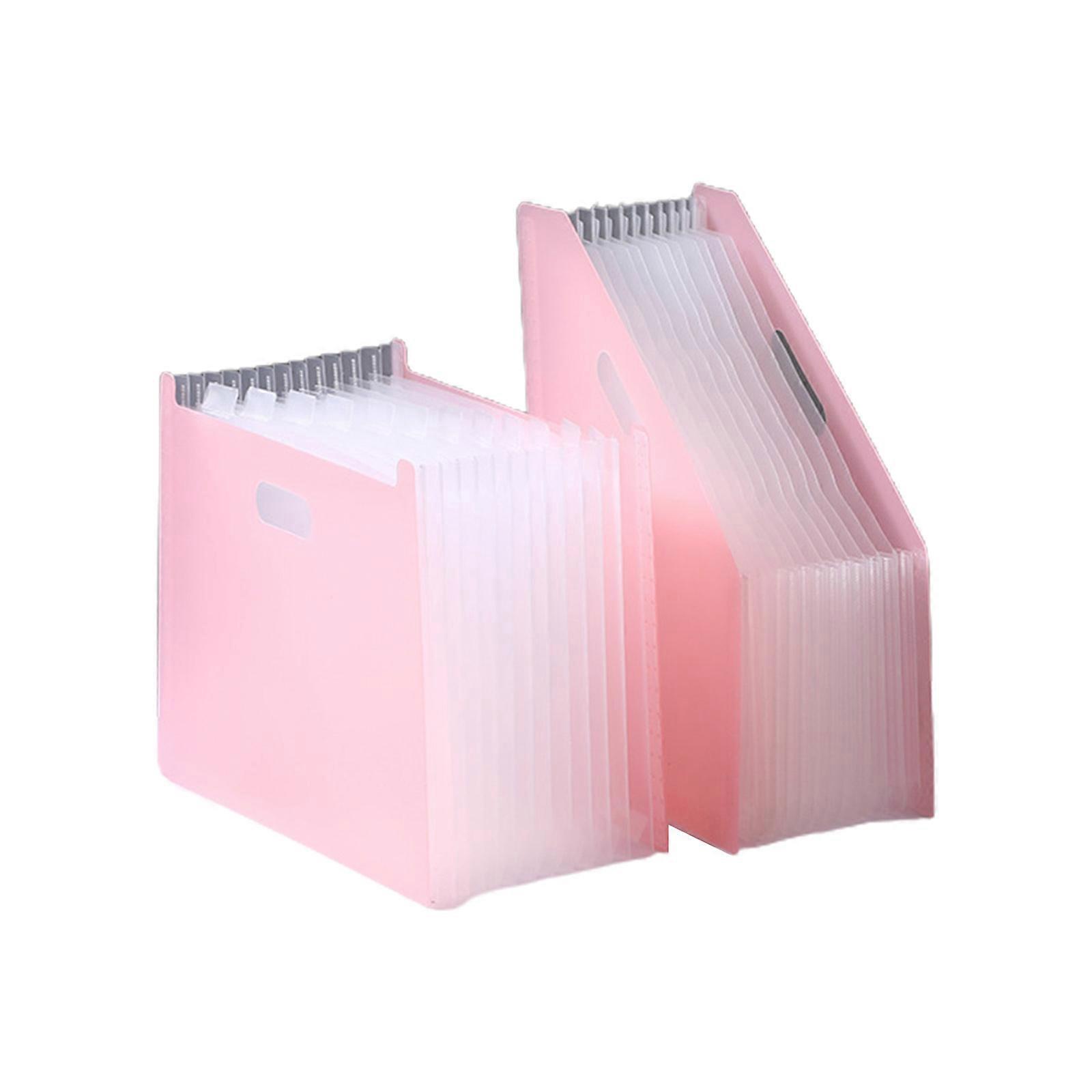 Standing Accordion Folders Set A4 File Filling Folder Document Organizer Folder 13 Pockets Max 2000 Sheets Pack of 2pcs  Pink