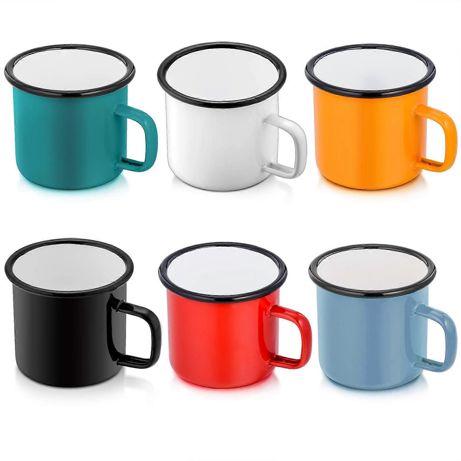 6 Set Small Colored Coffee Mug for Camping 12 Ounce 350ML