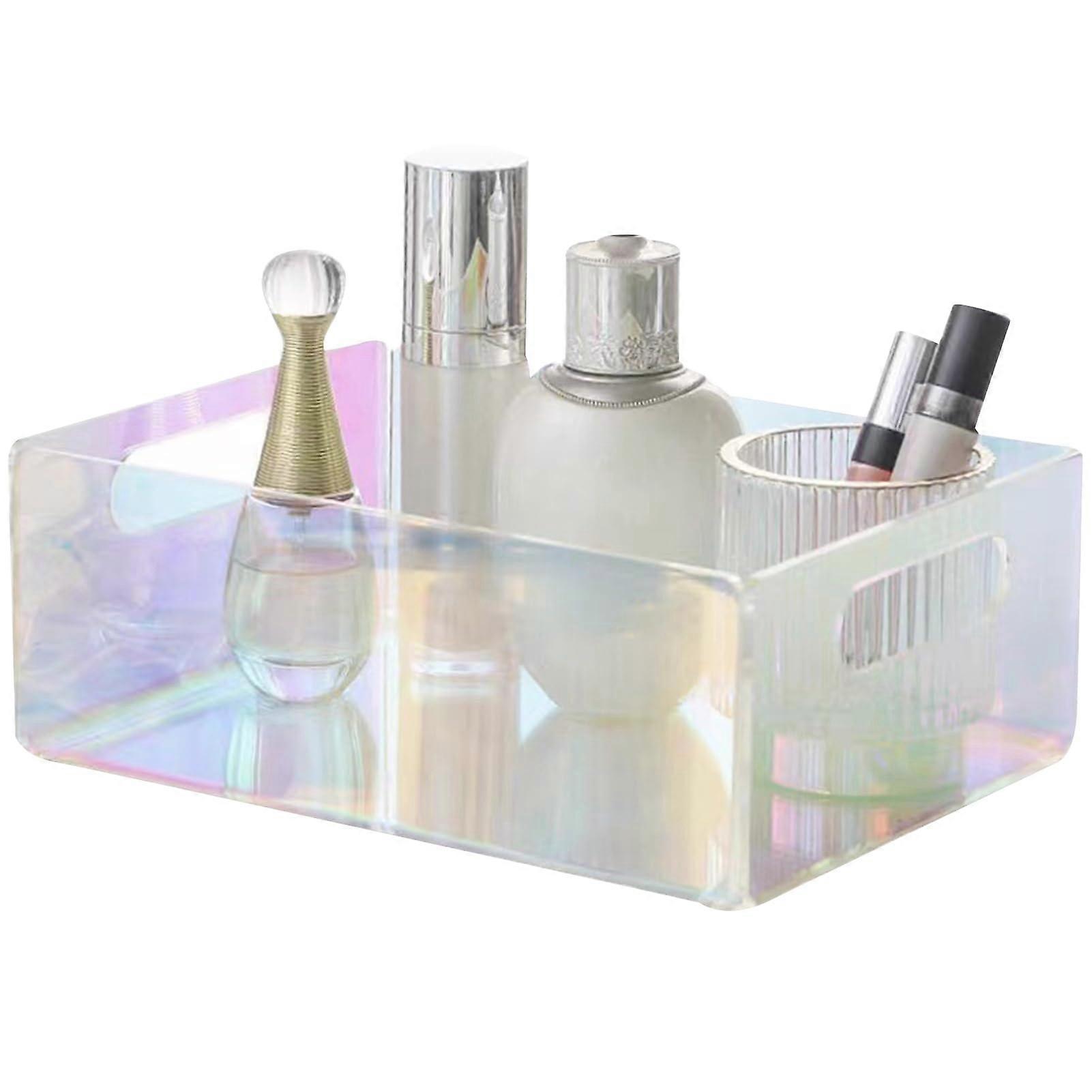 Iridescent Acrylic Multi-Functional Storage Box Desktop Makeup Tray Basket Organizer