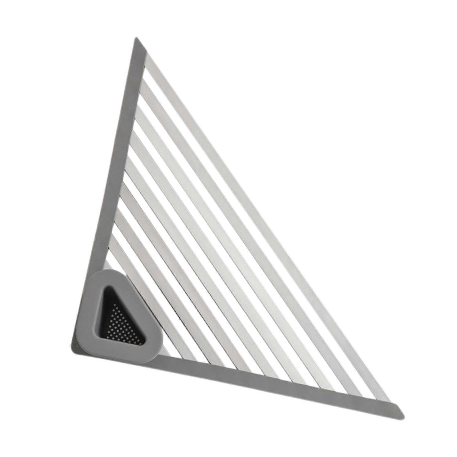 Sink Corner Rack - Triangle Folding Drying Rack for Kitchen Organization - Roll Up Titanium2 Drainer for Dishes, Bowls, Fruits, Vegetables
