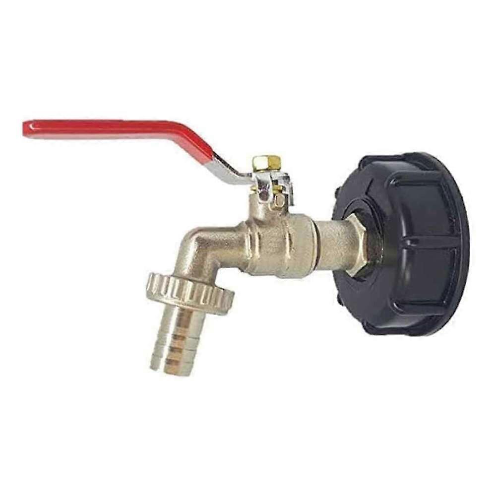 IBC adapter S60X6 with brass tap and quick connector for standard 13mm garden hose, durable and easy to install