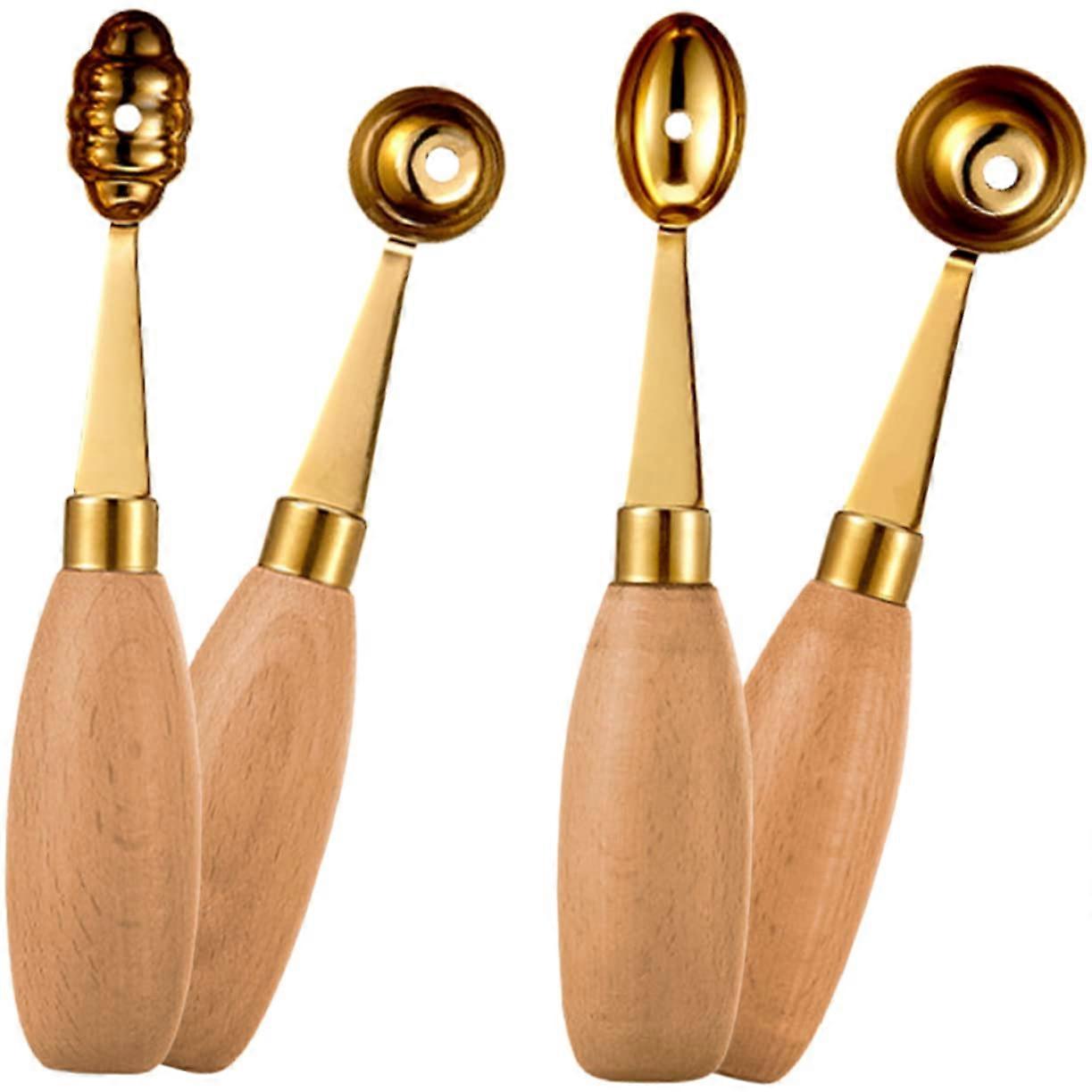 Melon Ball Maker 4-Piece Set With Fruit Scooper Ice Baller And Peak Shaped Spoons For Watermelon Desserts