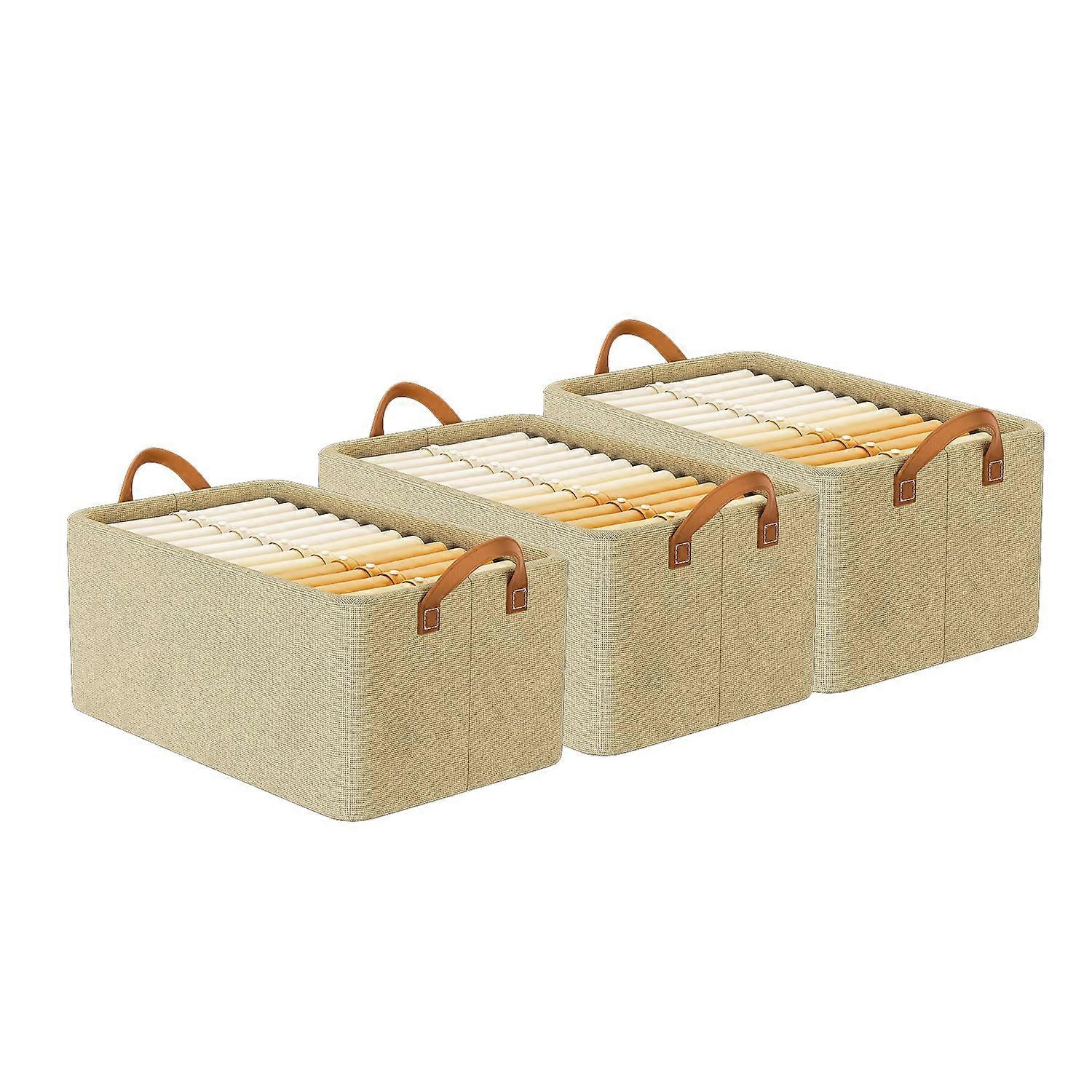 3 PACK Large Closet Organizers and Storage B for Changing Table Bookshelf Kahki Size