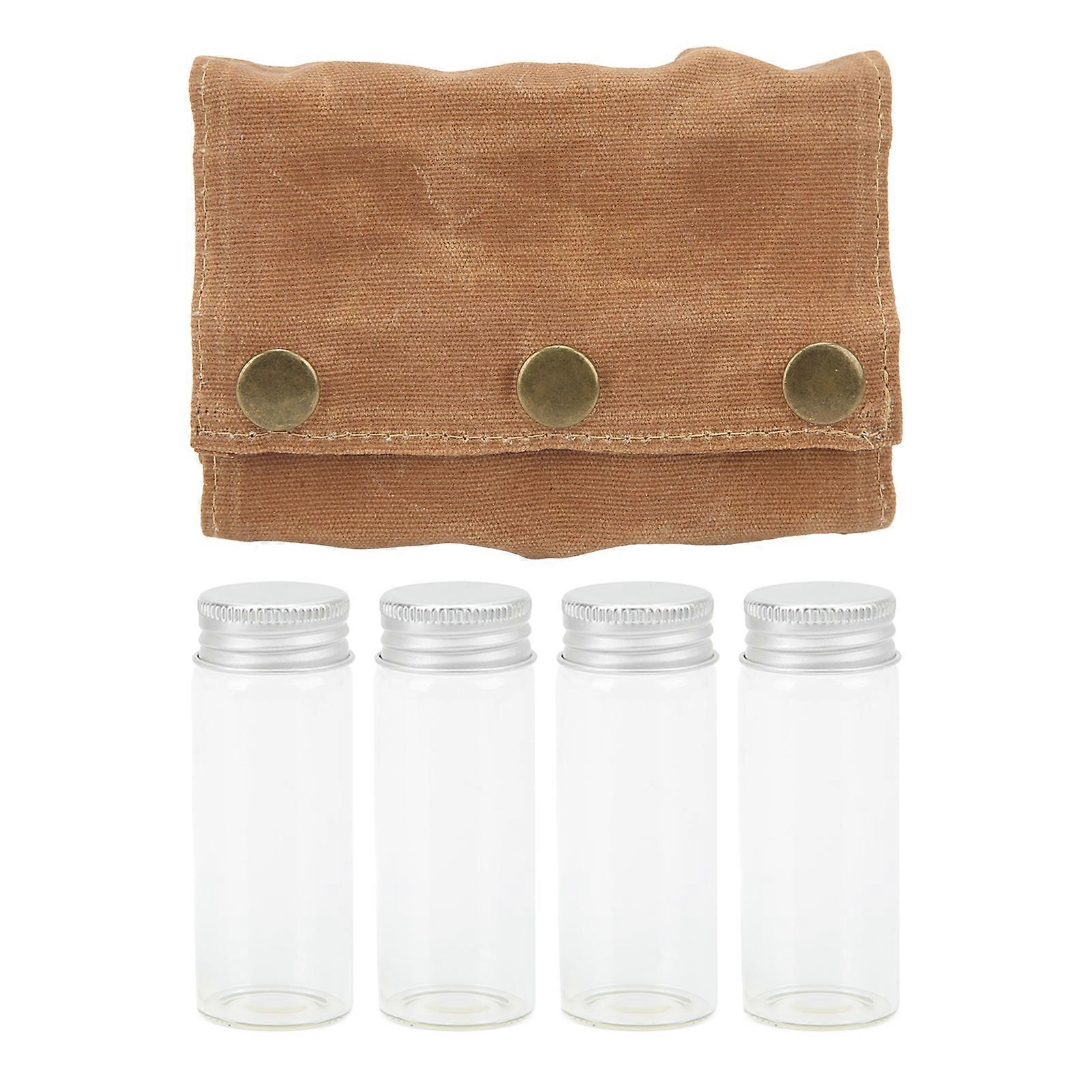 Camping Spice Kit, Multi-Purpose Portable Spice Bag with 4 Spice Jars for Outdoor Camping, BBQ, Picnic
