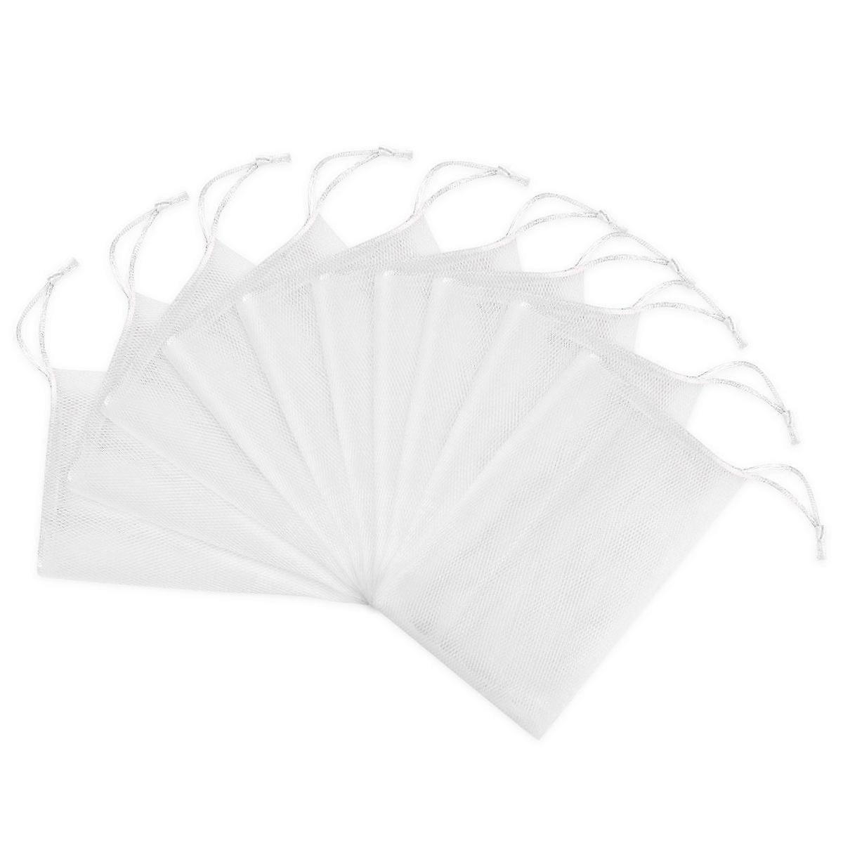 Frcolor 10pcs Exfoliating Mesh Soap Saver Pouch Bubble Net Handmade Soap Mesh Bag Body Facial Cleaning Tool
