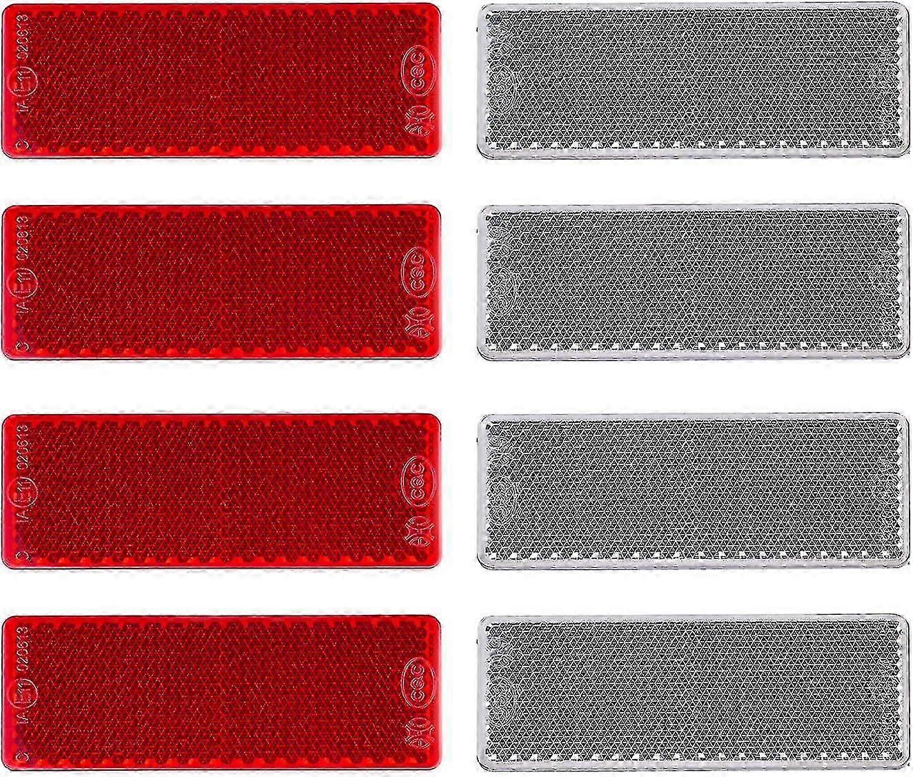 Trailer Reflectors Kit, 4 X Red 4 X White Rectangular Self Adhesive Reflectors