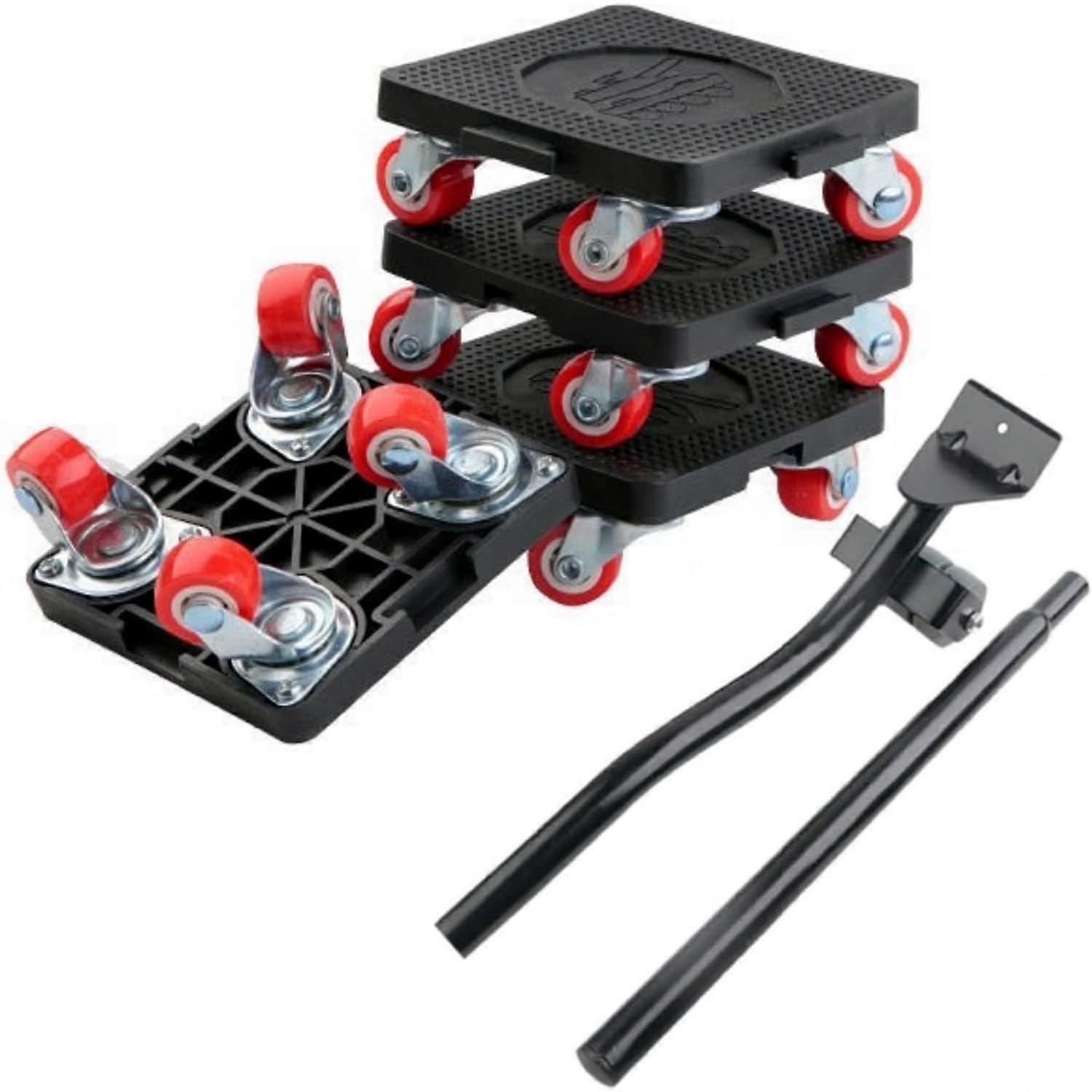 Furniture Lifter with 4 Sliders and Crowbar,360°Rotation Wheels,660 lb Load