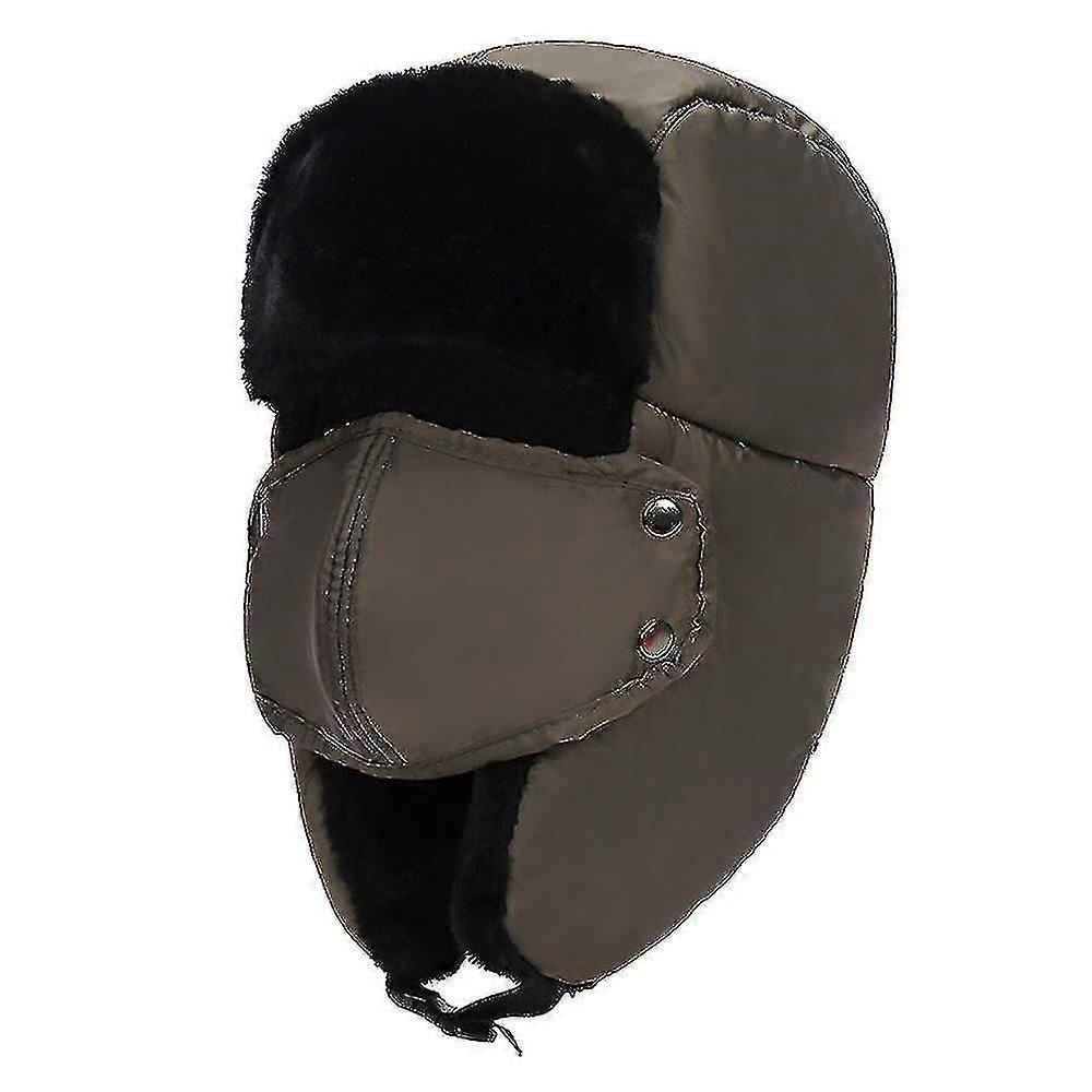 Neutral Shearling Sheepskin Leather Pilot Winter Fur Hat