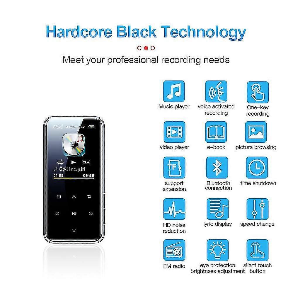 64gb M22 può essere inserito nella scheda Mp4 Guarda video e-book Ai intelligente ad alta definizione riduzione del rumore Registratore vocale Touch Bluetooth Mp3