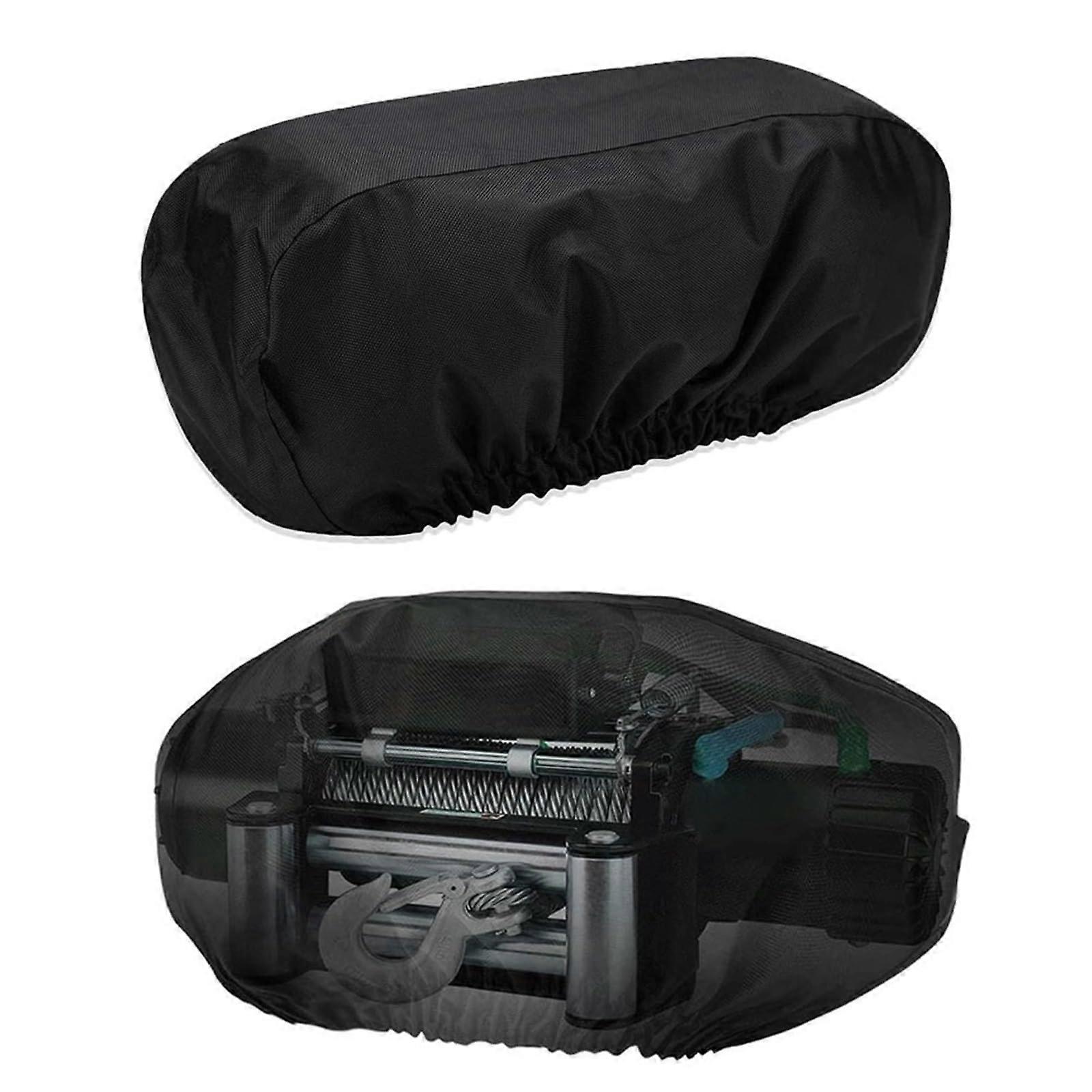Waterproof Winch Dust Cover, Heavy-Duty Dust-Proof Winch Cover for Electric Winches 8500-17500 Lbs, Indoor/Outdoor, Black