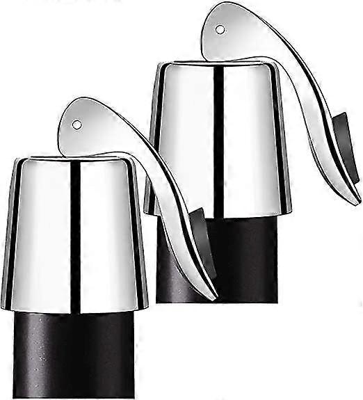 DWW 2-Pack Stainless Steel Wine Bottle Stoppers with Freshness Seal – Belt Handle Design