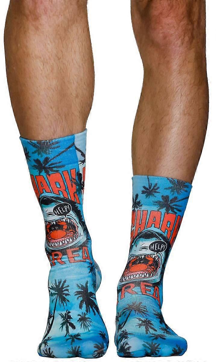 Wigglesteps Shark Area Socks - Blue/Red