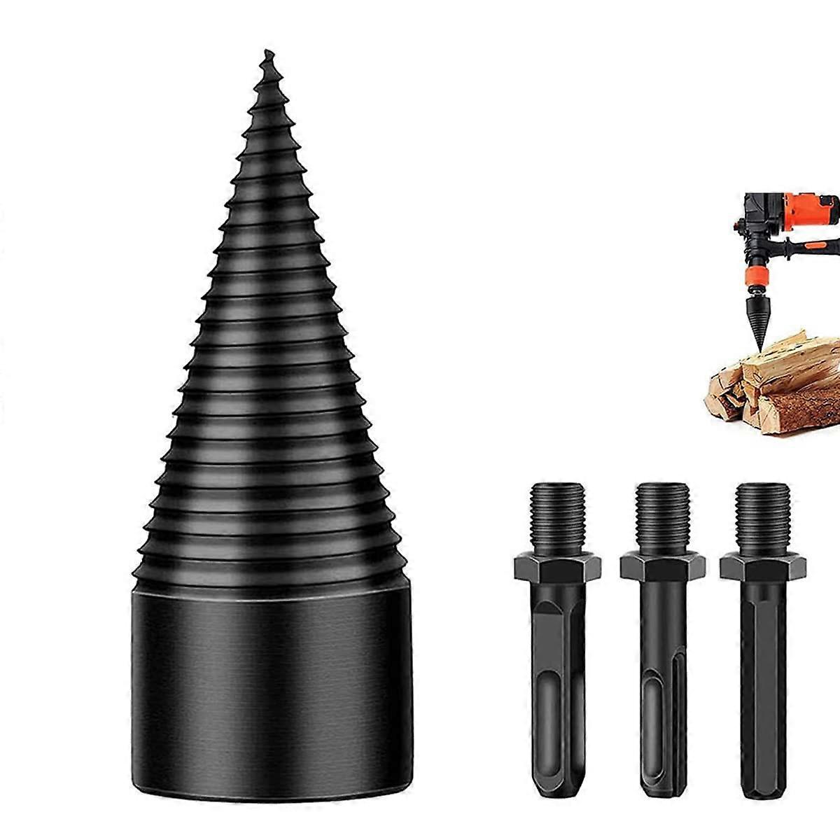 Firewood Log Splitter Drill Bit Set, 3PCS Removable Log Splitter Cone Screwdriver (32mm/38mm)