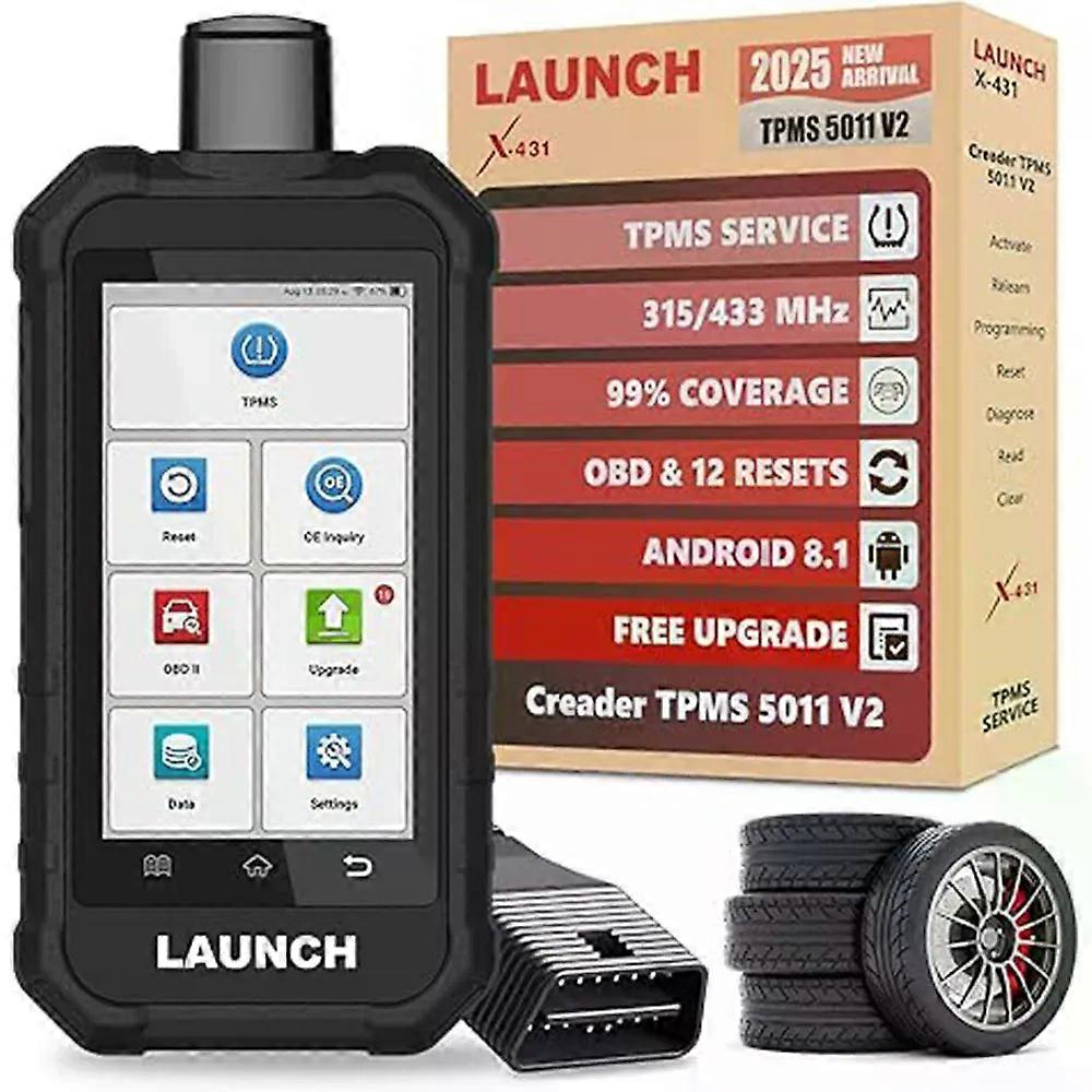 LAUNCH X431 Creader TPMS 5011 V2 أداة ماسح ضوئي لبرمجة ضغط الإطارات تدعم جميع 315/433 ميجا هرتز مع 12 وظيفة خدمة