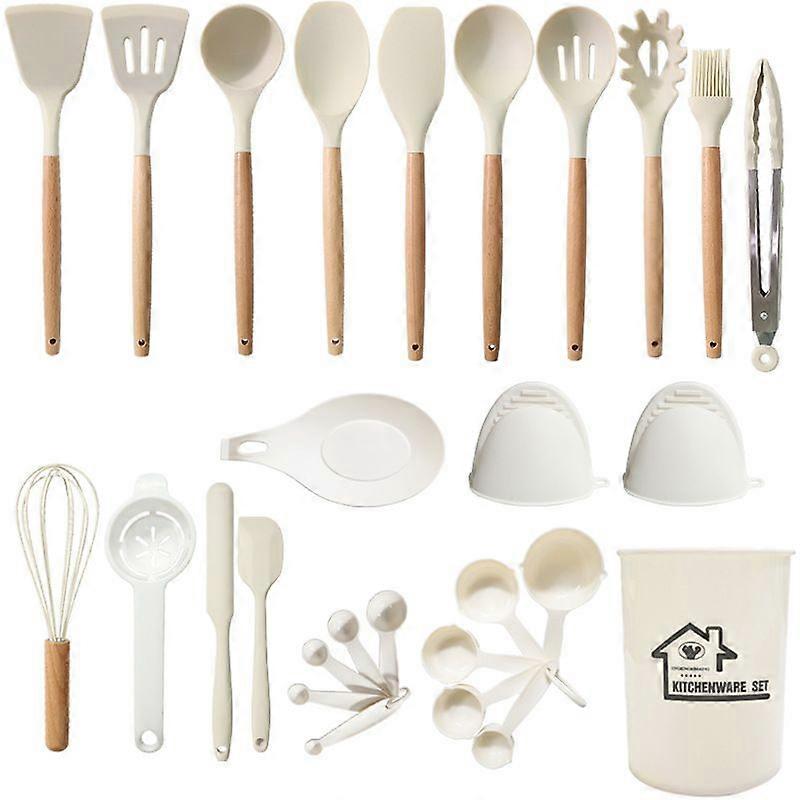 28pcs Kitchen Utensils Silicone Heat Resistant Cookware white