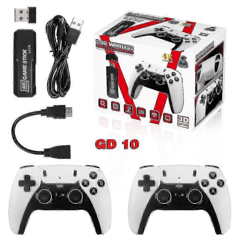 Gd10 Pro Video Game Stick Console with 2.4g Double Wireless Controller and 256GB Storage