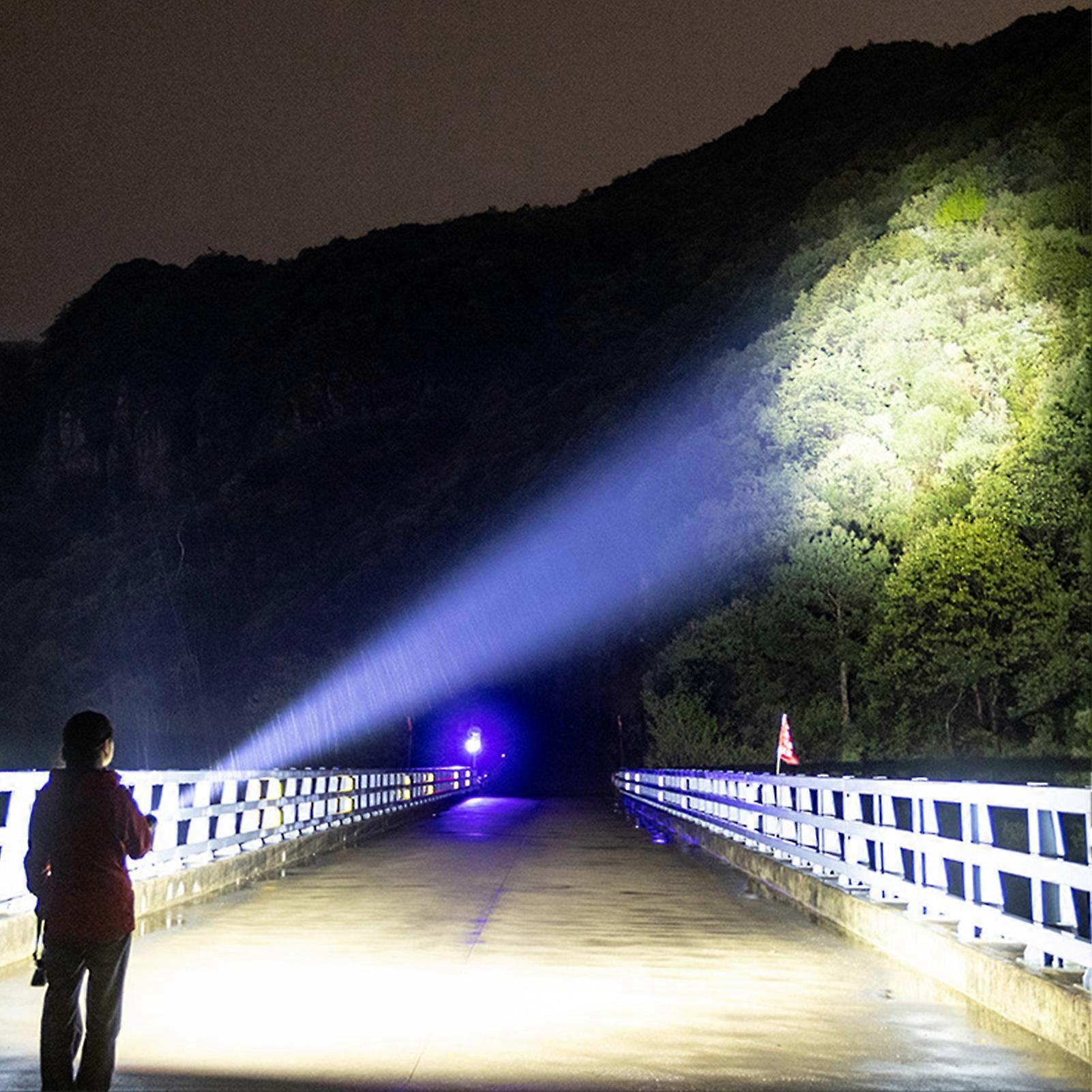 Powerful Flashlight White Laser Beads 2600mAh Type C Fast Charging with COB Warning Side Work Light Outdoor Flashlight for Camping Hiking 