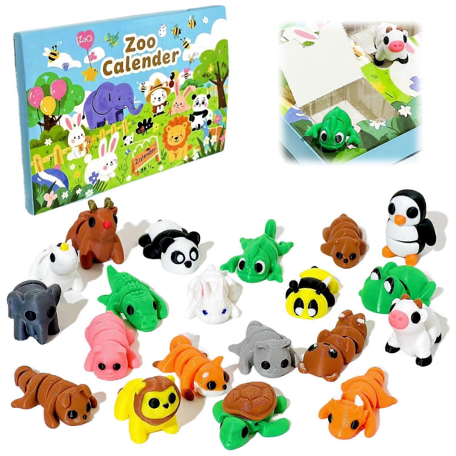20Pcs Mini 3D Printed Animal Set Articulated Figurines Flexible Desk Toys