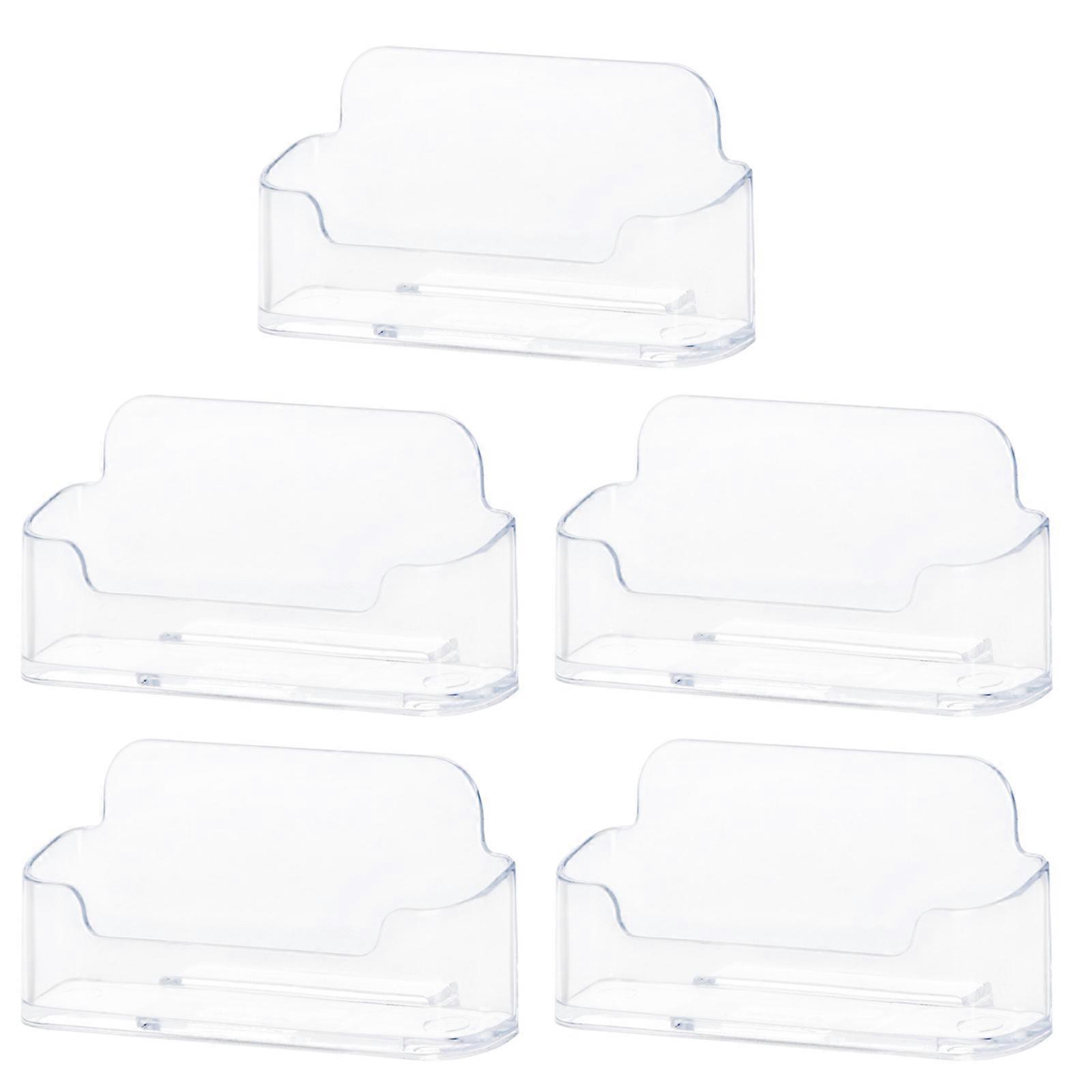 Set of 5 Clear Plastic Business Card Stands Desktop Business Card Organizers for Office Reception Business Card Display