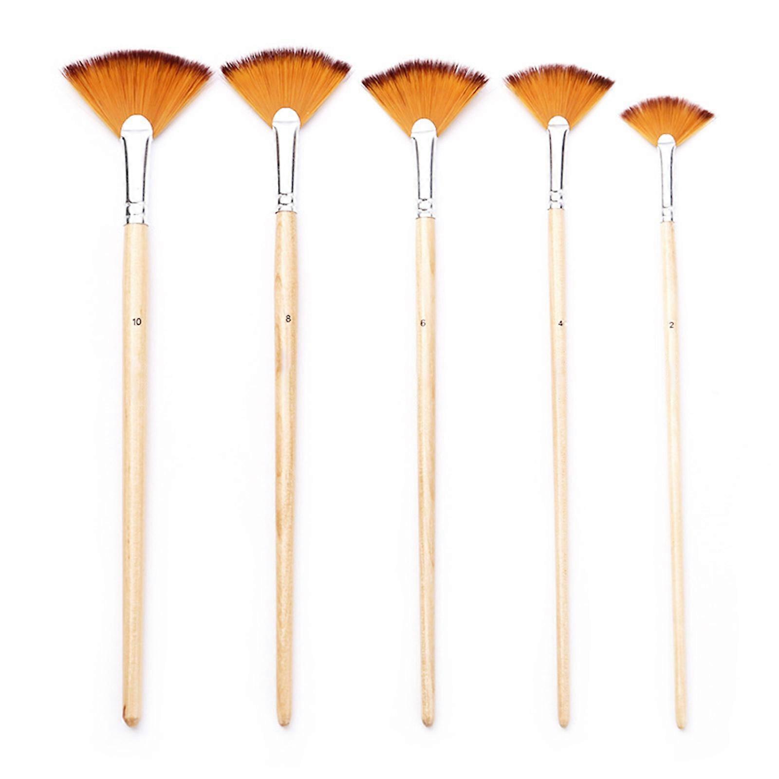 5 Pcs Artist Fan Brushes Set Painting Brushes Multifunctional Paint Brush Fan Brush for Oil Watercolor Acrylic Painting