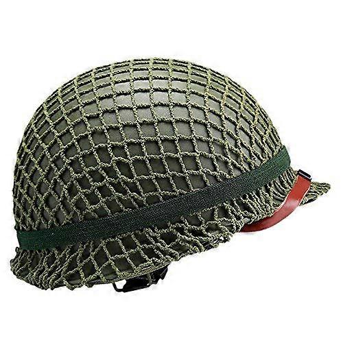 Reproduction of US M1 helmet, steel field green with net cover, WWII military