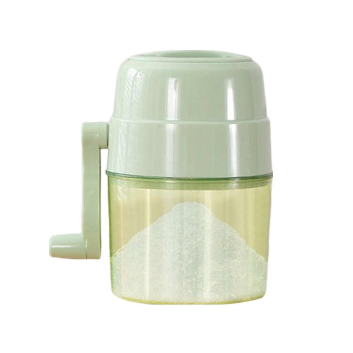 Manual Ice Crusher Rotating Handle Stainless Steel Blade Summer Smoothie Maker Snow Cone Shaved Ice Machine Home Kitchen Bar Essentials, Green, 1 Pcs