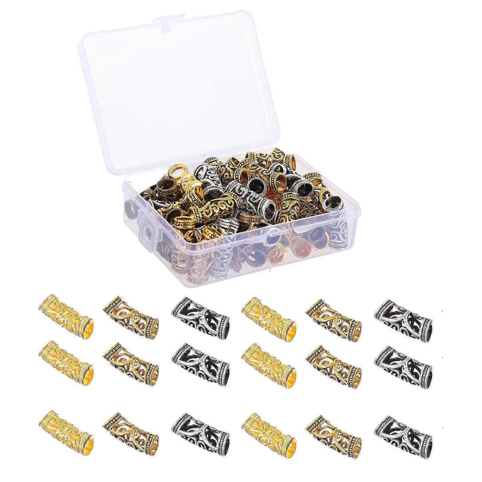 48 Pieces Delicate Hair Braid Tubes for Decoration Use with Premium Alloy Material Silver Color