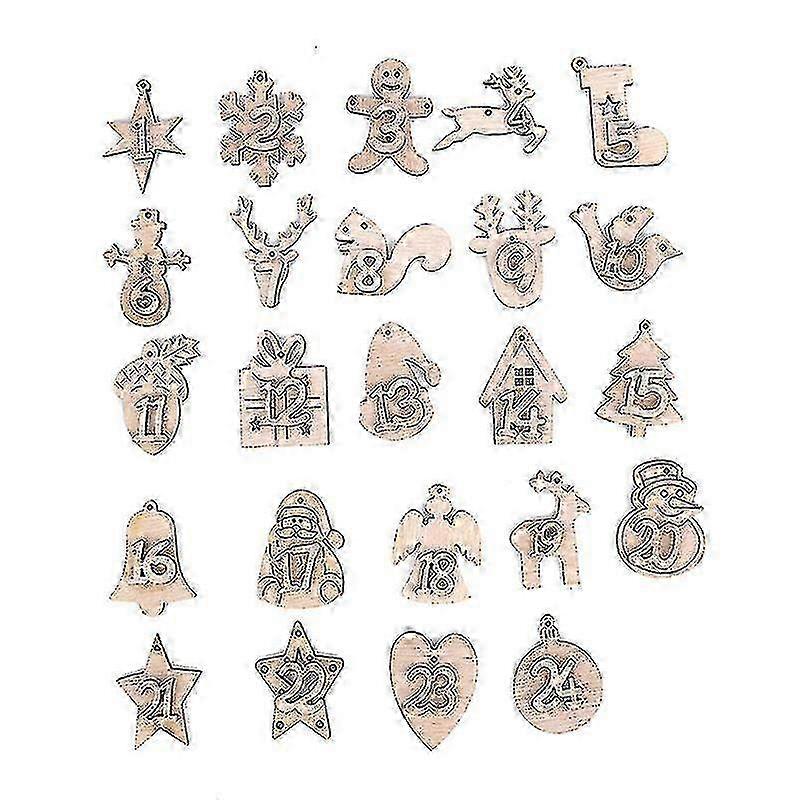 24pcs Weihnachten Advent Kalender Anhänger Zahlen 1-24 Countdown Etiketten