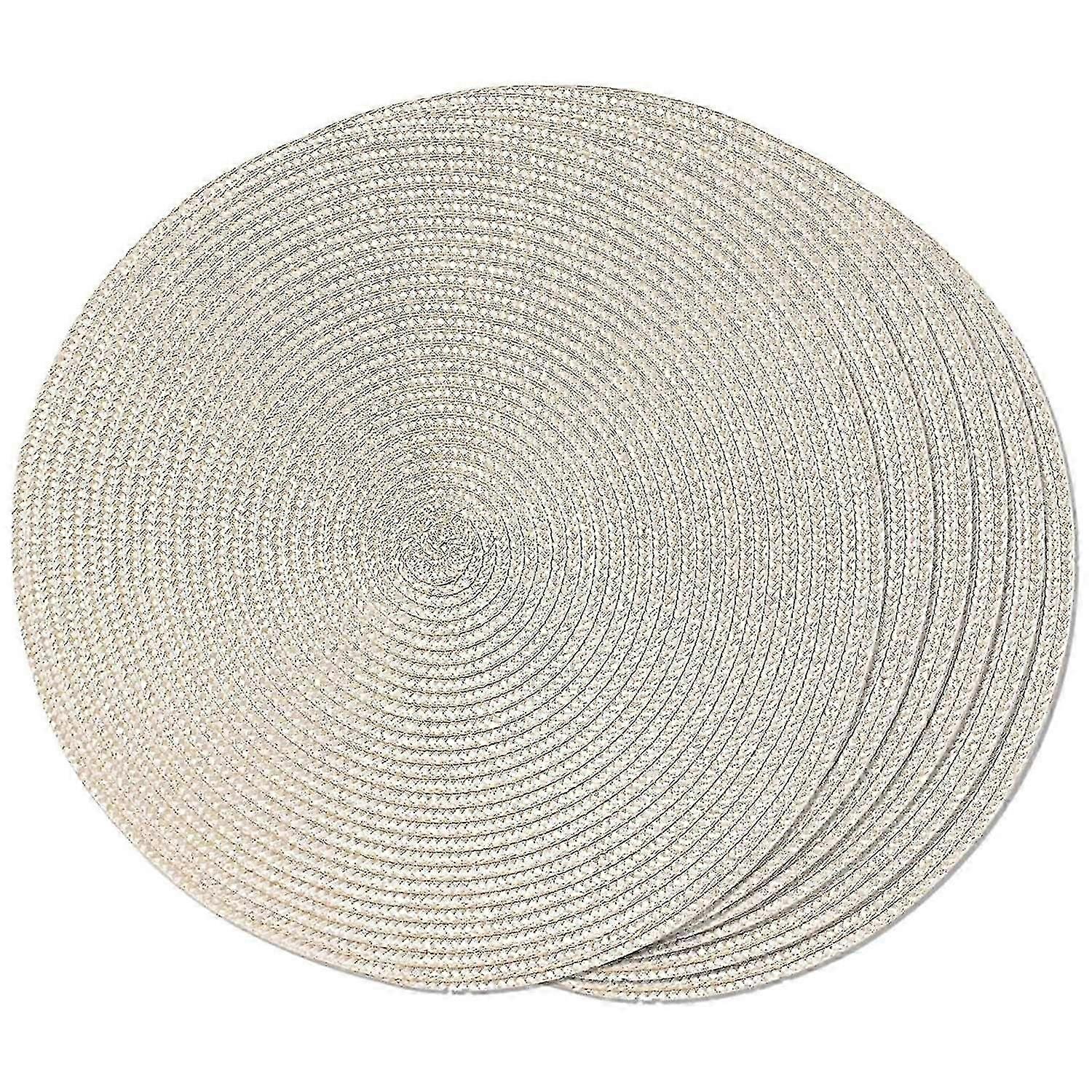 Set of 6 Round Braided Placemats for Dining Table, Woven Washable Non-Slip Table Mats 15 Inch
