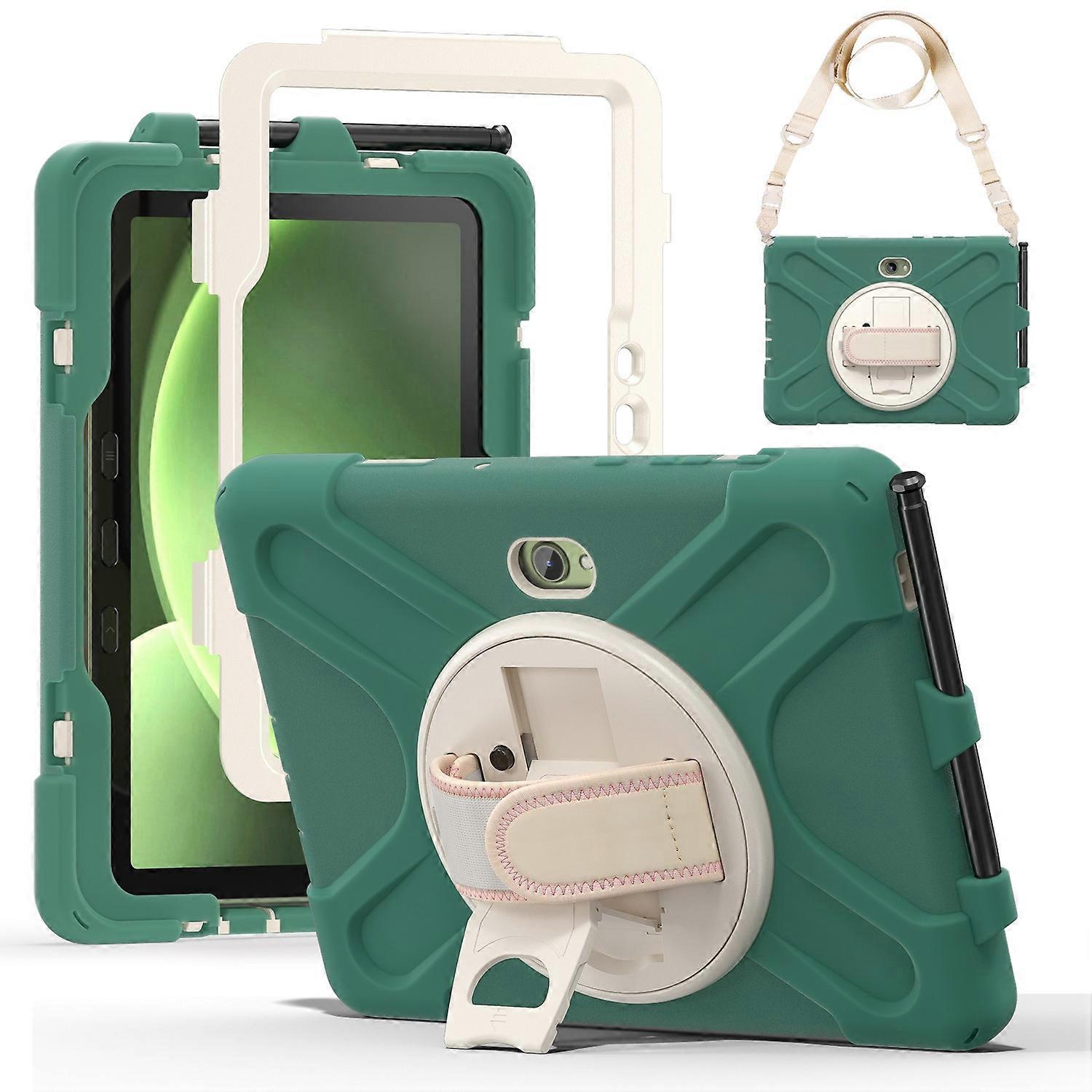 For Samsung Galaxy Tab Active5 Pro Kickstand Case TPU PC Silicone Tablet Cover with Shoulder Strap -