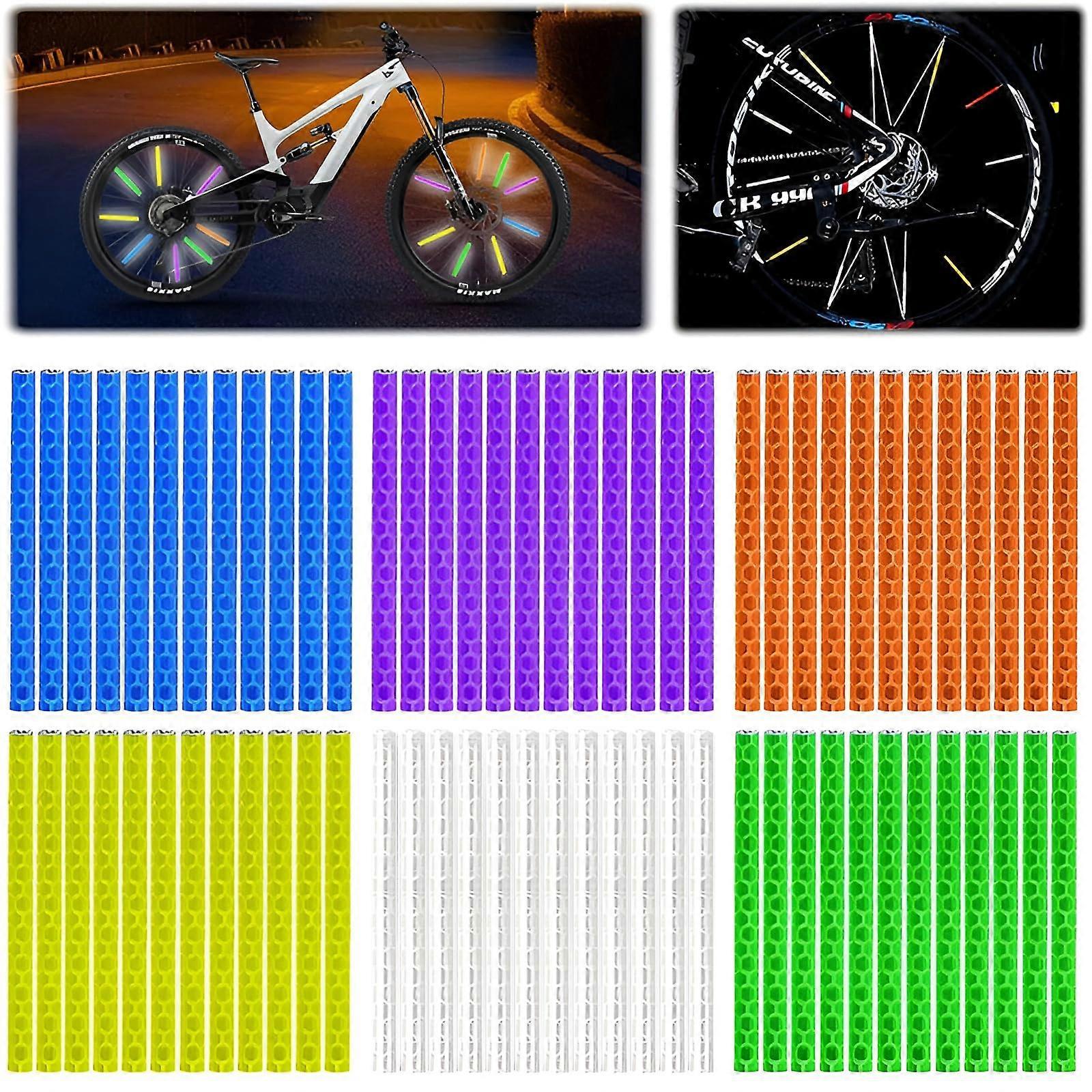 Pack of 72 Bicycle Spoke Reflectors, Bicycle Spoke Reflectors, Bicycle Stickers, Reflective Spoke Beads for Spoke Wheels Decoration (6 Colours)
