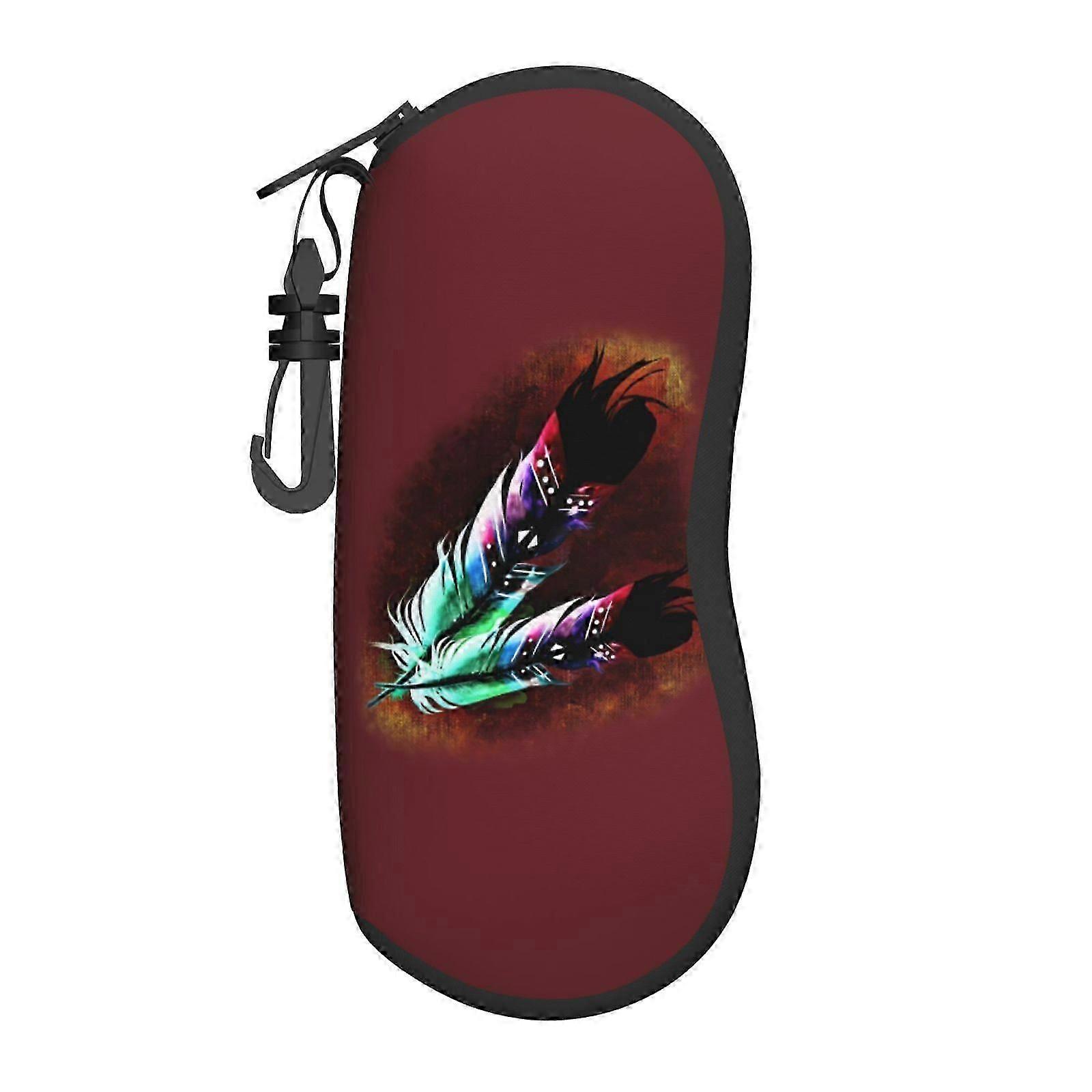 Estojo para Óculos de Sol com Penas Nativas Americanas com Clipe de Cinto e Zíper para Adultos e Crianças