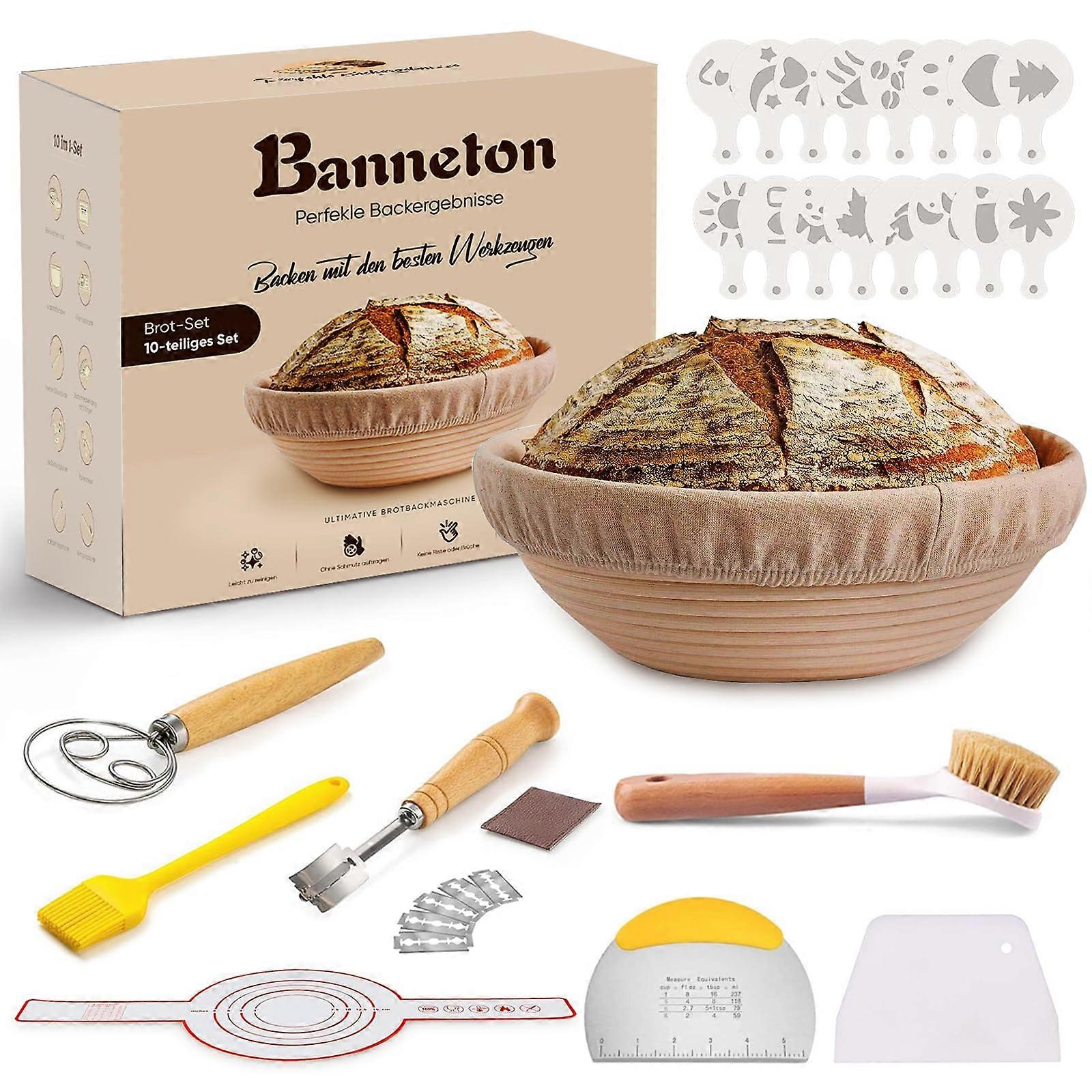 Proofing Basket Bread Set, 23 cm Round and Baking Accessories for Beginners