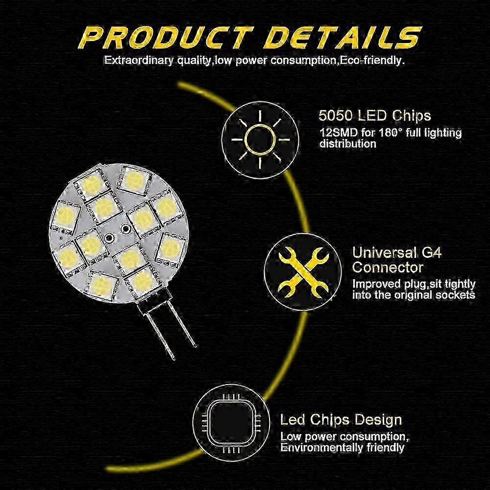 2025 10x G4 LED Bulb DC 12V Non Dimmable White 6000K Light Bulb Replacement 20W Halogen Lamp
