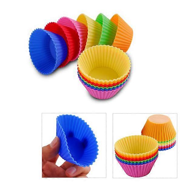 Microwave Safe Cake Mould Maker Household Red Food-Grade Silicone Reusable 12Pcs/Set